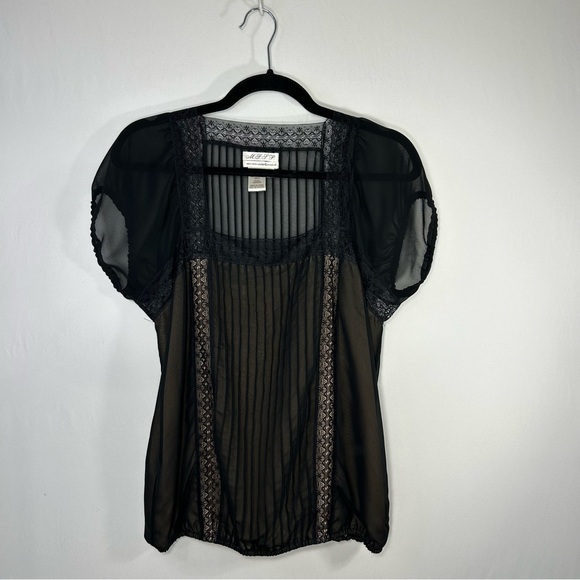 MSSP Max Studio Vintage Retro Sheer Lace Romantic Goth 90's Y2K Witchy Top Sz M - Picture 14 of 14